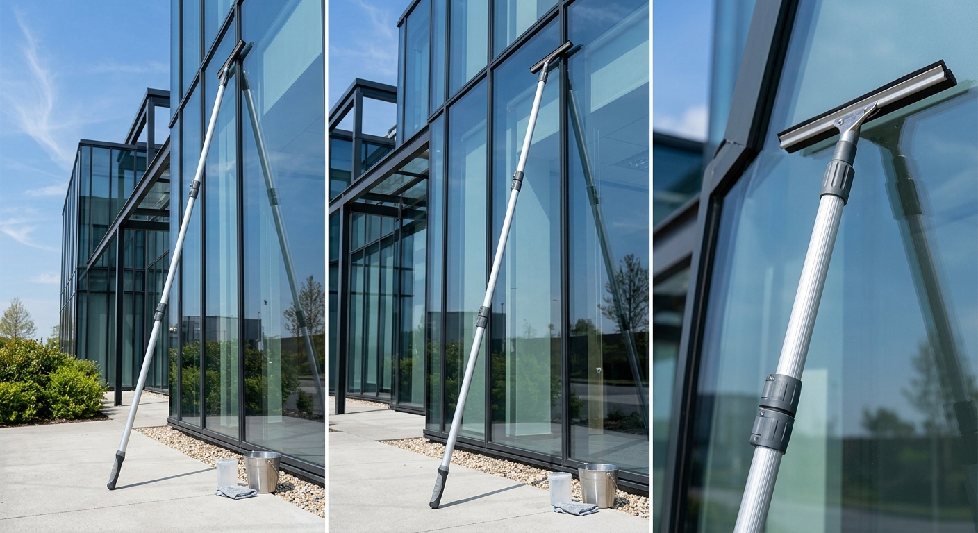 6 metre telescopic aluminium window cleaning pole with squeegee head