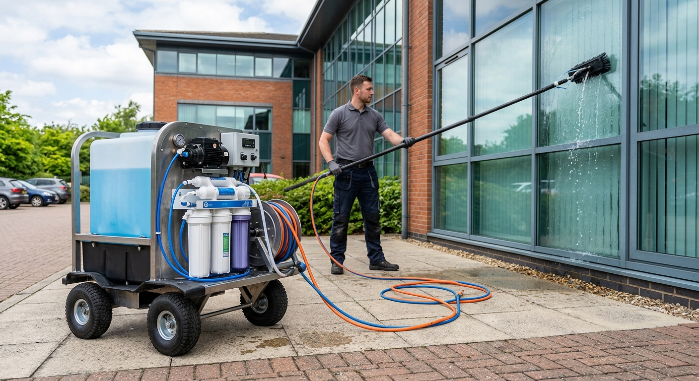 Reverse osmosis water trolley system for professional window cleaning